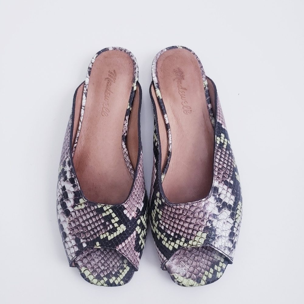 Madewell Erica Peeptoe Mule Snakeskin Print Detail - Picture 2 of 6